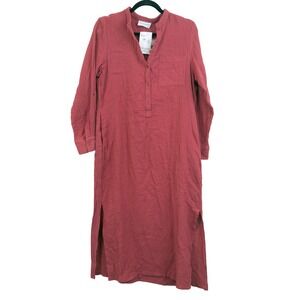 First Love Maxi Dress Women Size M Burgundy Red Cotton Gauze Roll Tab ID336